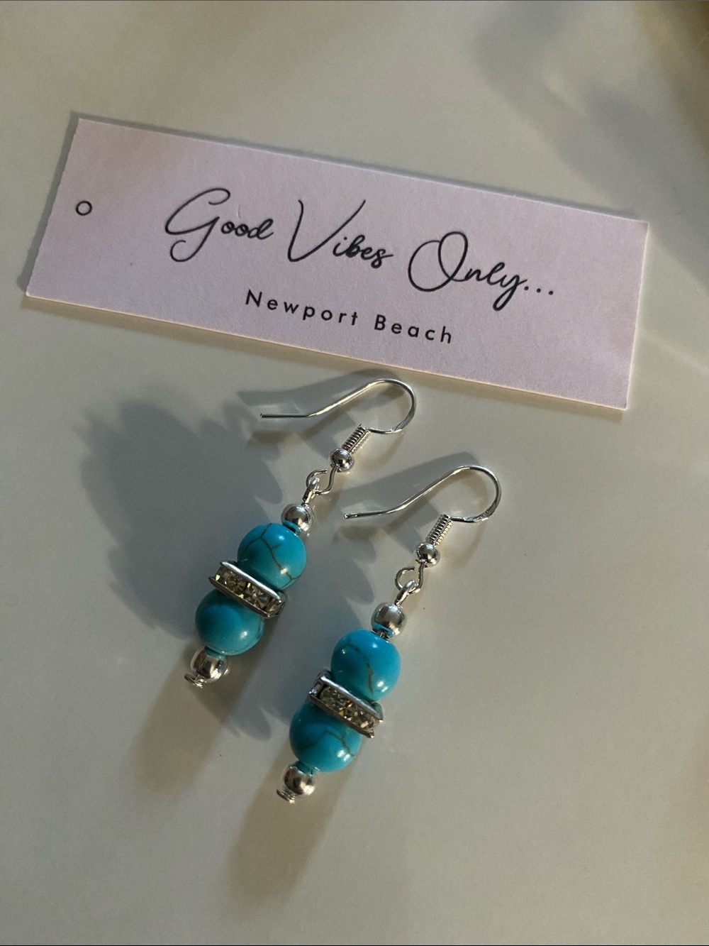 Good Vibes Only Newport Beach Turquoise Bead Drop Earrings